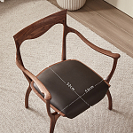 Стул деревянный с мягким сиденьем из коричневой натуральной кожи Moon Walnut Furniture варинант исполнения - 10 | Loft Concept в Москве