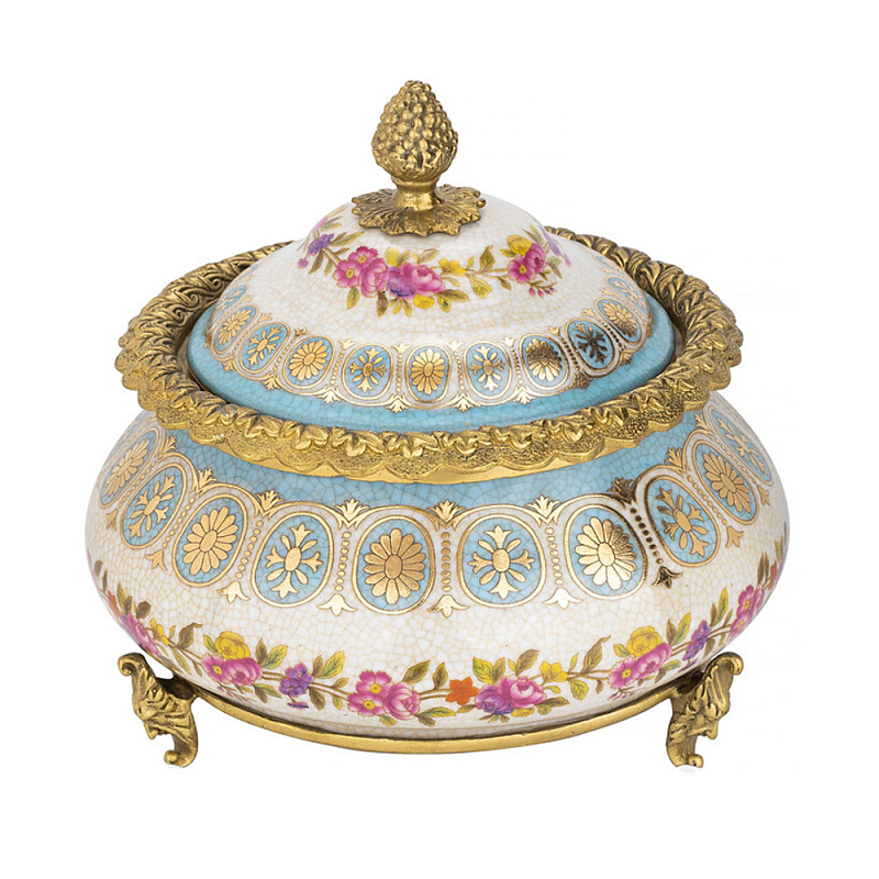 Шкатулка фарфоровая с цветочной росписью Eden Garden Бронза Мульти в Москве | Loft Concept 