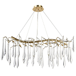 Линейная люстра с хрустальными подвесками в виде капель Droplet Crystal Gold Linear Chandelier 12 варинант исполнения - 1 | Loft Concept в Москве