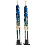 Комплект из 2-х деревянных статуэток Asmat Statuettes Blue Green варинант исполнения - 1 | Loft Concept в Москве