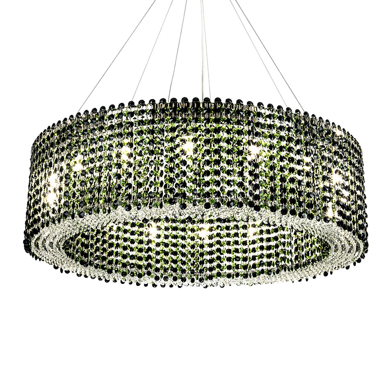 Круглая люстра с хрустальными подвесками Crystal Art Chrome Green Chandelier 12 Хром Зеленый Черный в Москве | Loft Concept 