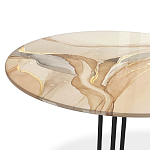 Стол журнальный круглый с бежевой столешницей из стекла Beige Marble варинант исполнения - 3 | Loft Concept в Москве
