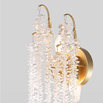 Бра с хрустальными прозрачными подвесками и круглым основанием золотого цвета FAIRYTREE Light варинант исполнения - 3 | Loft Concept в Москве