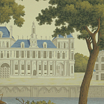 Обои ручная роспись Monuments of Paris Roberts on Sepia scenic paper варинант исполнения - 2 | Loft Concept в Москве