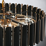 Люстра из черного металла с многоярусными подвесками из прозрачного хрусталя на золотой цепи Empire Black Chandelier Crystal варинант исполнения - 11 | Loft Concept в Москве