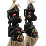 Комплект из 2-х деревянных статуэток Asmat Straw Headdress Statuettes Multicolor варинант исполнения - 5 | Loft Concept в Москве