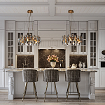 Люстра подвесная круглая с овальными подвесками из стекла дымчатого цвета Harlow Crystal Round варинант исполнения - 6 | Loft Concept в Москве