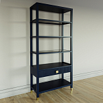 Стеллаж Elsa Dreams Blue со стеклянными полками и ящиком варинант исполнения - 1 | Loft Concept в Москве