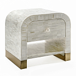 Тумбочка прикроватная с ящиком Tofino White Bone Inlay  Bedside Cabinet   варинант исполнения - 3 | Loft Concept в Москве