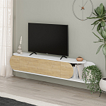 ТВ-тумба подвесная белая с полкой и откидной дверцей цвета древесины TONE TV STAND WHITE варинант исполнения - 2 | Loft Concept в Москве
