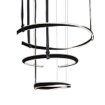 Люстра подвесная с 3-мя кольцами из кожаных ремней черного цвета Half Ring Horizontal  варинант исполнения - 1 | Loft Concept в Москве