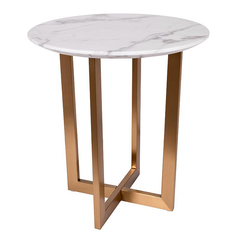Столик журнальный круглый с белый столешницей Marsali Coffee Table Белый Золотой Столик журнальный круглый с белый столешницей Marsali Coffee Table Белый Золотой в Москве | Loft Concept