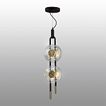 Подвесной светильник с 2-мя прозрачными стеклянными плафонами и золотистыми центральными вставками Virelia  варинант исполнения - 4 | Loft Concept в Москве