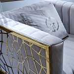 Кресло велюровое серое с фактурным каркасом золотистого цвета Best Traits варинант исполнения - 3 | Loft Concept в Москве