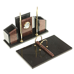 Настольный письменный набор из лемезита и змеевика с часами Royal Accessory варинант исполнения - 2 | Loft Concept в Москве