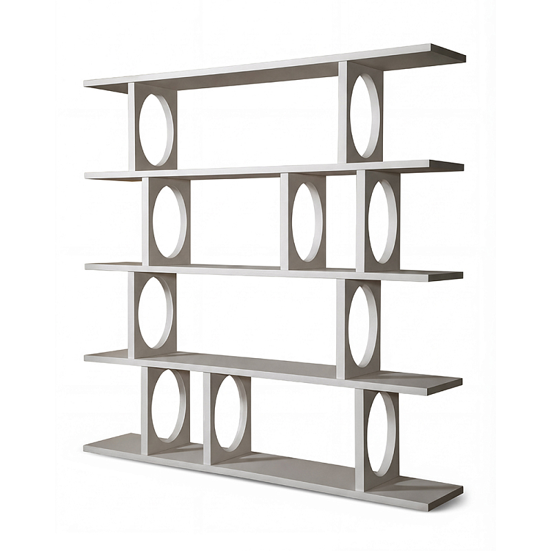 Белый дизайнерский Стеллаж Ring White Wood Bookcase Белый в Москве | Loft Concept 