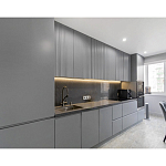 Прямой серый кухонный гарнитур с фрезерованным фасадом Idelle Kitchen Set варинант исполнения - 3 | Loft Concept в Москве