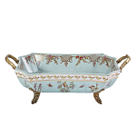 Блюдо прямоугольное из голубого фарфора с ручками и рисунком птиц и цветов Blue Garden варинант исполнения - 1 | Loft Concept в Москве