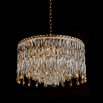 Люстра круглая с хрустальными подвесками на золотистом каркасе Roul Crystal Light варинант исполнения - 4 | Loft Concept в Москве