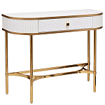 Консоль с ящиком белая с золотом Textured White Console with Gold варинант исполнения - 1 | Loft Concept в Москве
