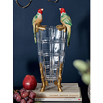 Ваза из прозрачного стекла с бронзовыми ножками и фигурками попугаев Eden Garden porcelain and bronze варинант исполнения - 1 | Loft Concept в Москве