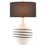 Настольная лампа фактурная с черными круговыми линиями на корпусе Recess варинант исполнения - 2 | Loft Concept в Москве