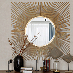 Зеркало-солнце круглое с золотыми лучам Sunrise варинант исполнения - 2 | Loft Concept в Москве