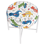 Пуф детский круглый с принтом на 4-х белых ножках Dinosaurs CHILDHOOD варинант исполнения - 3 | Loft Concept в Москве