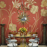 Обои с вышивкой ручной работы Deco Flowers Original colourway on wool sateen варинант исполнения - 1 | Loft Concept в Москве