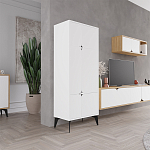 Комод белый с 4-мя дверцами на металлических ножках SPARK MULTIPURPOSE CABINET WHITE варинант исполнения - 4 | Loft Concept в Москве