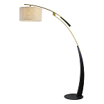 Торшер с изогнутой черной металлической ножкой и цилиндрическим абажуром из ткани Arched Metal Base  варинант исполнения - 1 | Loft Concept в Москве