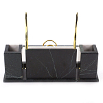 Настольный письменный набор из белого мрамора с часами Marble Accessory варинант исполнения - 3 | Loft Concept в Москве