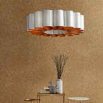 Люстра круглая фактурная в сочетании белого и золотого цвета Wide Stripes of Ribbon варинант исполнения - 5 | Loft Concept в Москве