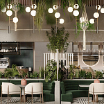 Люстра на штанге с 4-мя белыми шарообразными плафонами Bubble Chandelier варинант исполнения - 4 | Loft Concept в Москве