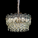 Круглая люстра с хрустальными подвесками на золотистом каркасе Gorgeous Crystal Light варинант исполнения - 1 | Loft Concept в Москве