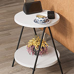 Стол приставной с 2-мя круглыми белыми столешницами ESSEL SIDE TABLE WHITE варинант исполнения - 9 | Loft Concept в Москве