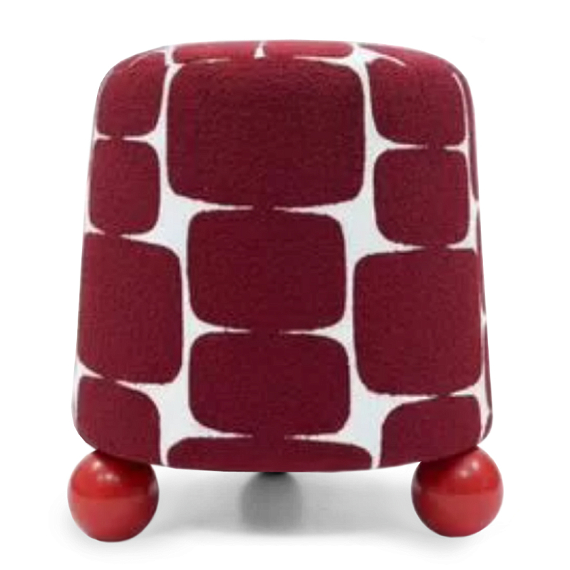 Пуф Wakonda с Красным онаментом и круглыми ножками Белый Красный в Москве | Loft Concept 