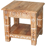 Кофейный стол из массива манго с резьбой Vallez Grey Mango Coffee Table варинант исполнения - 1 | Loft Concept в Москве