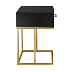 Приставной столик с резным узором на выдвижном ящике Black Table Carved Pattern варинант исполнения - 5 | Loft Concept в Москве