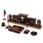 Настольный письменный набор с часами из природного камня обсидиана Royal Set варинант исполнения - 2 | Loft Concept в Москве