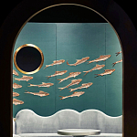 Обои с вышивкой ручной работы Deco Fish Original colourway варинант исполнения - 2 | Loft Concept в Москве