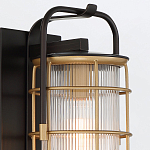 Настенный фонарь цилиндрической формы с рифленым стеклом в золотом каркасе на черном прямоугольном основании Eurofase варинант исполнения - 16 | Loft Concept в Москве