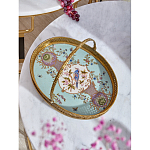 Блюдо овальное с ручкой и голубым фарфоровым дном с цветочным рисунком Blue Garden варинант исполнения - 2 | Loft Concept в Москве