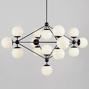 Modo Chandelier Black and White Glass 15-21 Globes 