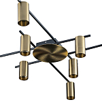 Потолочный светильник с 10-ю цилиндрическими плафонами цвета латунь TRIBES CHANDELIER варинант исполнения - 2 | Loft Concept в Москве