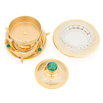 Икорница c декором "Три стерлядки" с гравировкой и натуральным камнем Малахит Decorative Cavair Dishes варинант исполнения - 2 | Loft Concept в Москве