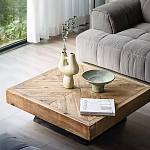 Дизайнерский журнальный стол квадратный с черным трапециевидным основанием Wokab варинант исполнения - 2 | Loft Concept в Москве