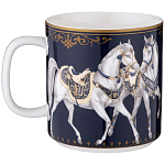 Кружка из фарфора синяя с изображением лошадей 400 мл Porcelain Horse Set варинант исполнения - 1 | Loft Concept в Москве