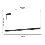 Подвесной светильник линейный вытянутой формы с черным матовым корпусом и золотистыми акцентами Line Pendant варинант исполнения - 1 | Loft Concept в Москве