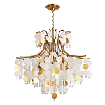 Люстра подвесная с белыми и золотыми круглыми подвесками Диаметр 70 см SHELL Chandelier варинант исполнения - 1 | Loft Concept в Москве